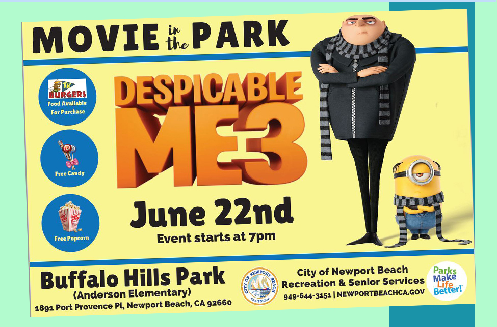 Movie in the Park, Despicable Me 3, June 22nd