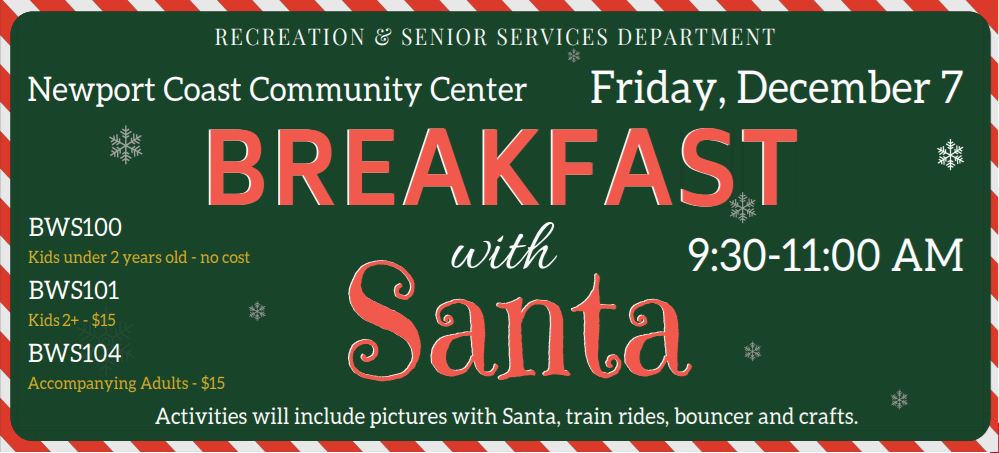 Breakfast with Santa, holiday, games, train ride, crats