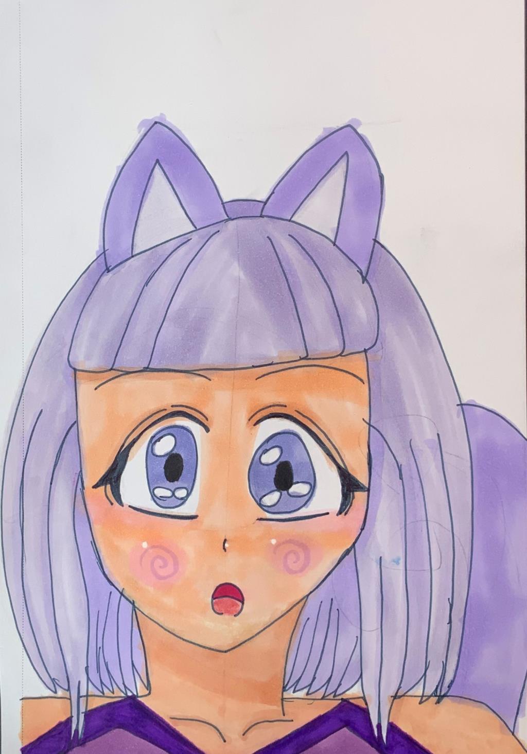 (age 9) "Sara lives in Costa Mesa with her family. She loves drawing anime-inspired people. Sara also loves experimenting with color and fashion."