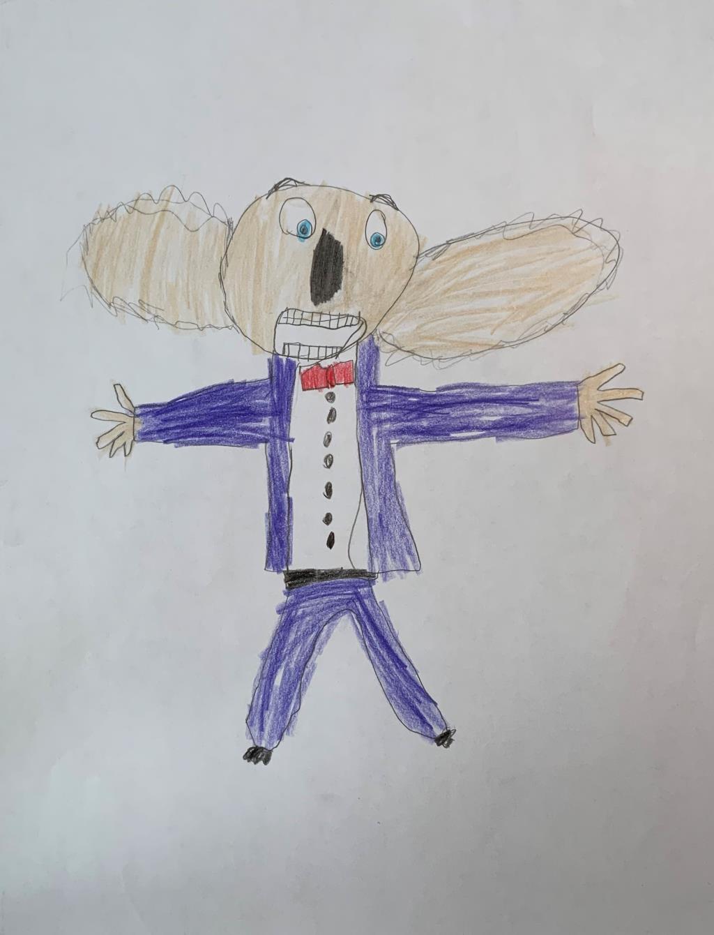 (age 7) "Bennet is a soon-to-be 2nd grader who enjoys art, playing, and watching movies. His favorite type of art is realistic people, animals, and characters. He is currently working on writing a book, a movie, and a play. He is quite busy!"