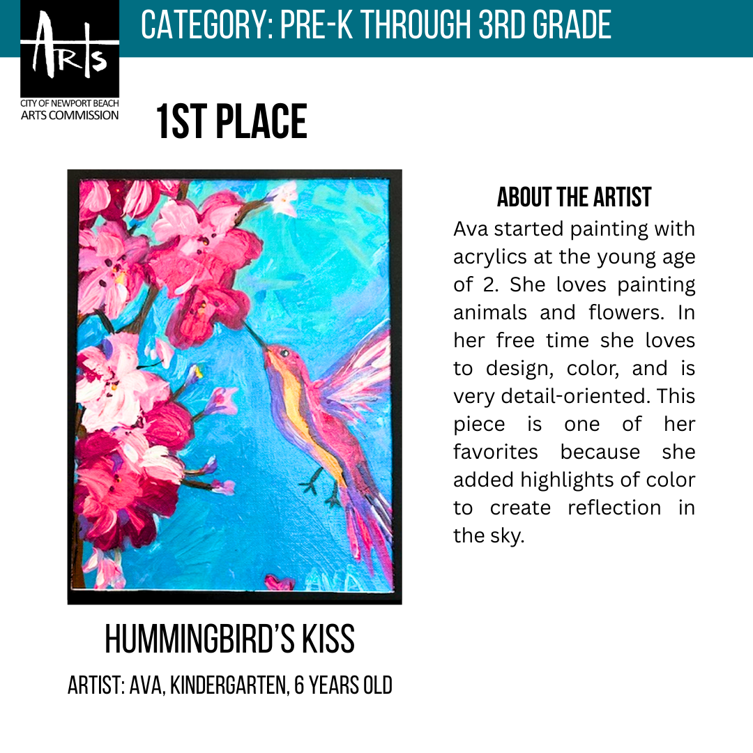 A pink hummingbird drinking from bright pink sakura blossoms with a blue background.